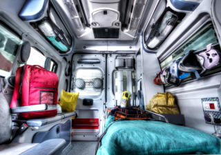 Inside an ambulance